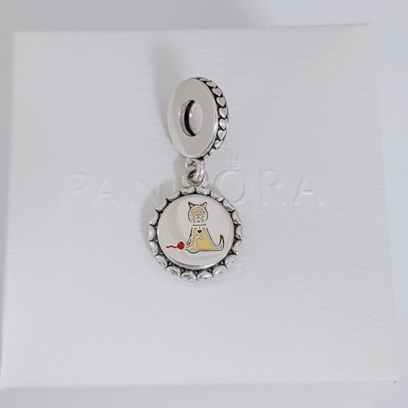 Pandora Cat Stick Figure Dangle, Mixed Enamel Exclusive Dangle Charm with box - Picture 7 of 7